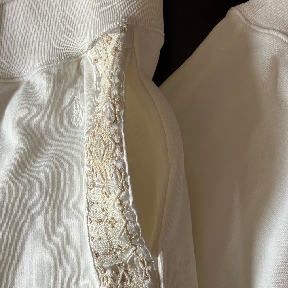 NWT Polo Ralph Lauren White Joggers with Embroidered Detail L - Picture 3 of 6